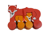 Fox Mommy and Baby Wooden Roller