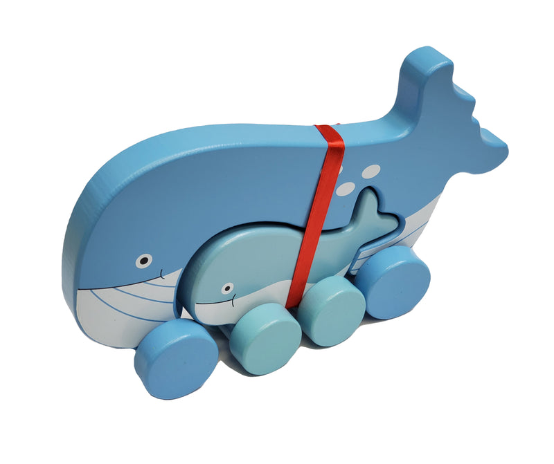 Whale Mommy and Baby Wooden Roller