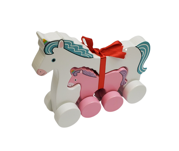 Unicorn Mommy and Baby Wooden Roller