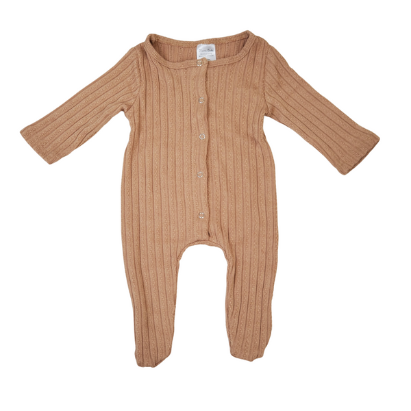 Brown Footsy Knit Romper