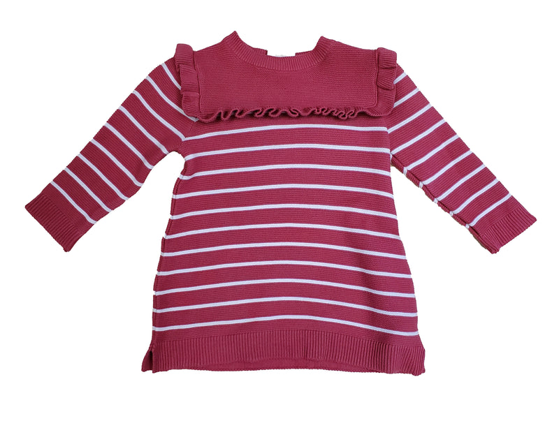 Long Sleeve Ruffle sweater Knit Baby Dress- Dusty Rose
